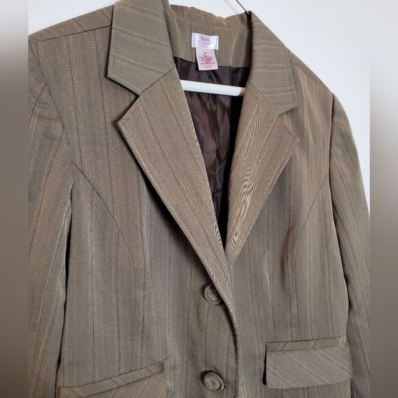 G.H. Bass Blazer Brown Pinstripe Schoolboy Office Y2K 90s Preppy Old Money 4 - Picture 8 of 11